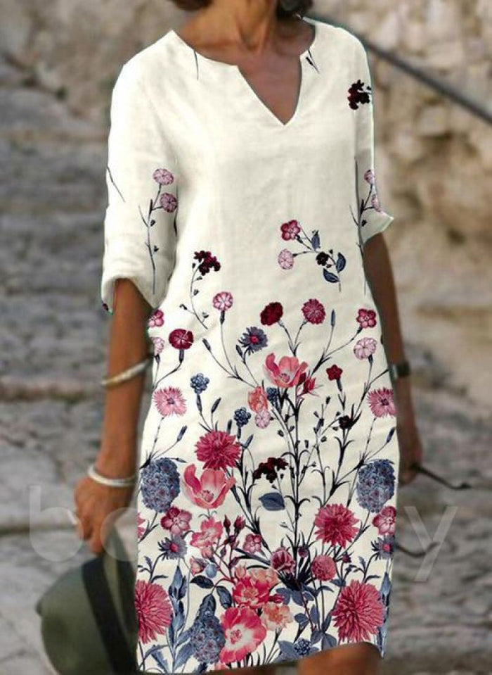 Charlotte - Robe Tunique Lin Fleurie Femme