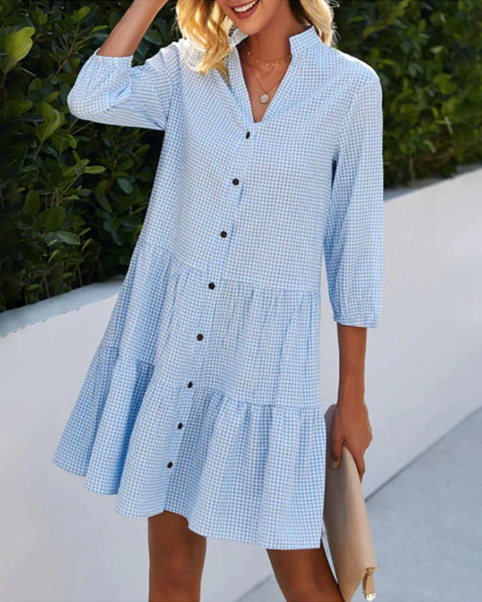 Robe midi femme à carreaux tendance - Emma