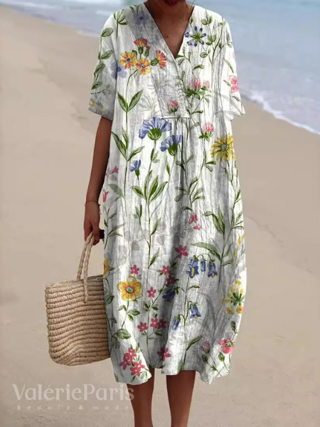 Robe d’Été à Imprimé Fleuri pour Femme | Confort et Style