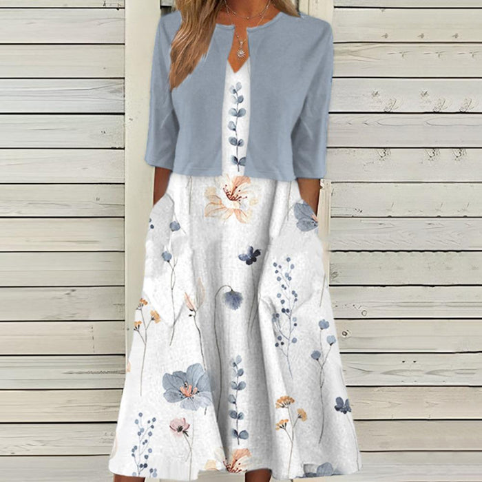 Virginie - Robe Deux Pièces Avec Boléro Fleurie Femme