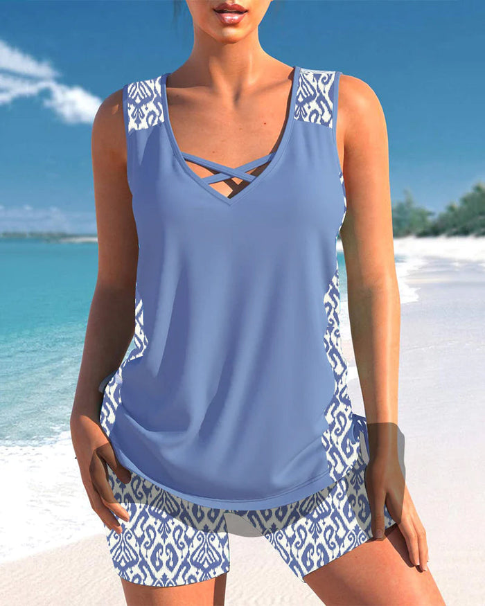 Chloé - Tankini Avec Imprimé Géométrique Et Décolleté En V Élégant