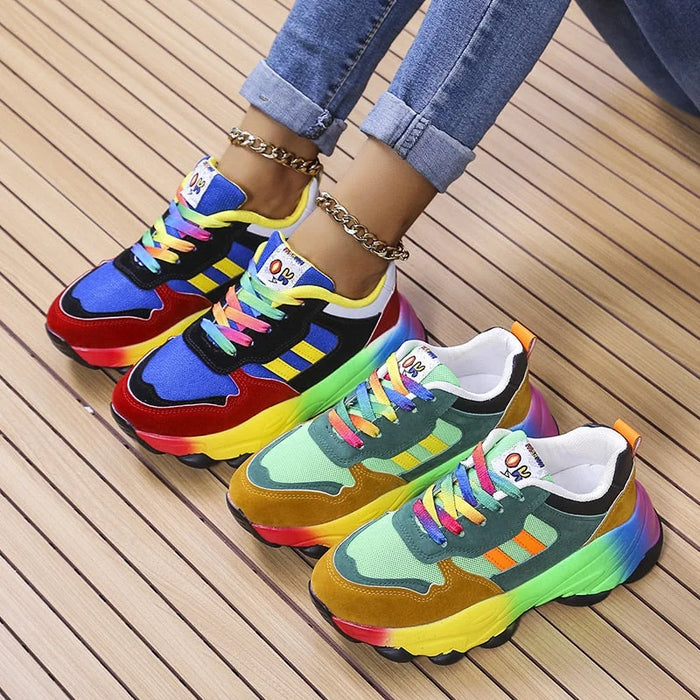 Isabeau - Baskets Orthopédiques - Motif Arc-En-Ciel, Confort Absolu, Femme