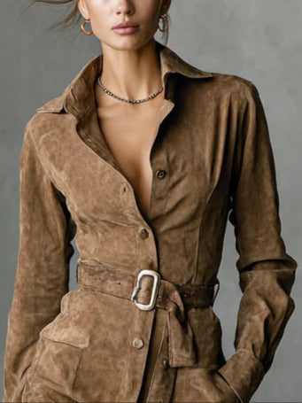 Robe midi femme en suède chic - Fiona