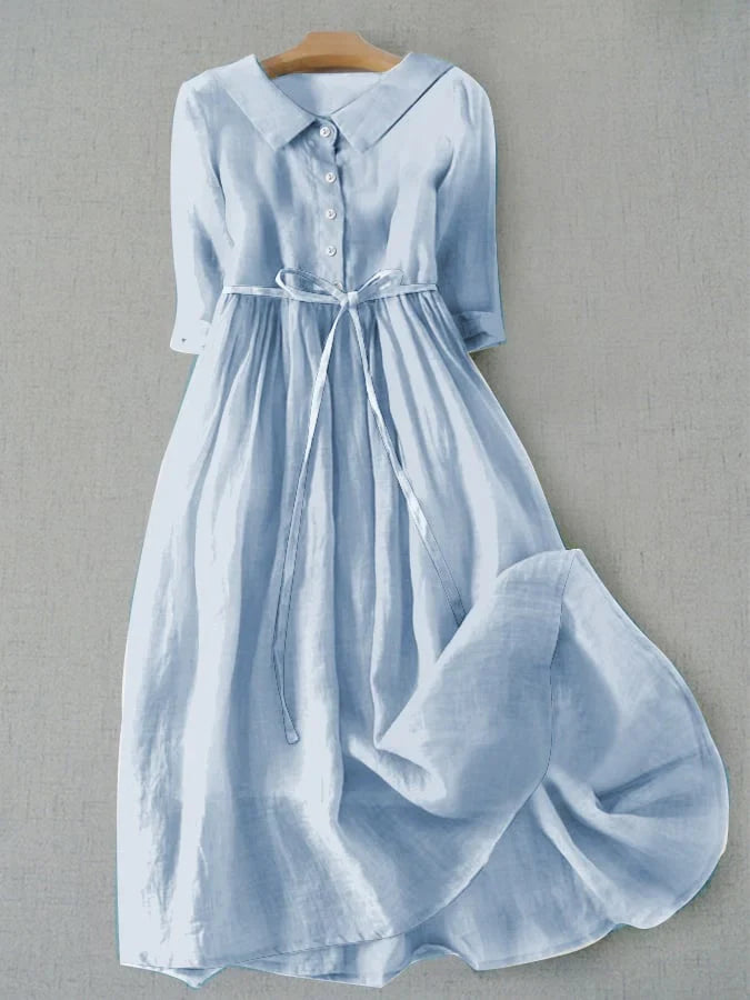 Claire - Robe Chemise Femme en Lin Fluide