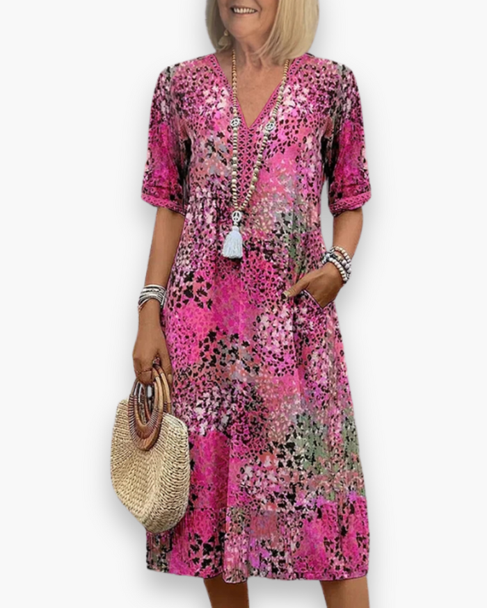 Robe Fleurie Midi pour Femme | Élégant et Confort