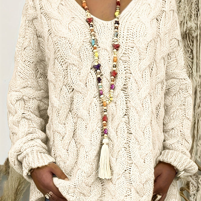Camille - Pull Élégant Torsadé Grosse Maille