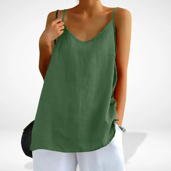 Karine - Débardeur Lin Bretelles Fines Fluide Femme