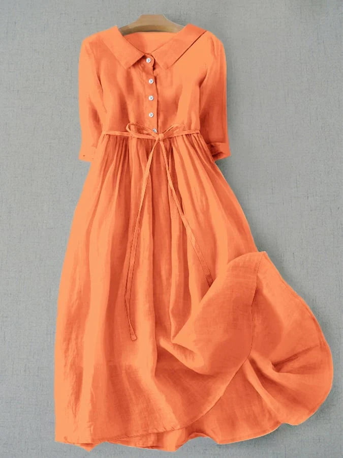 Claire - Robe Chemise Femme en Lin Fluide