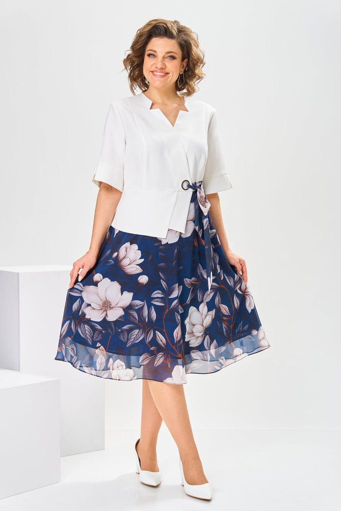 Florence - Robe Mi-Longue Femme Élégante Fleurie