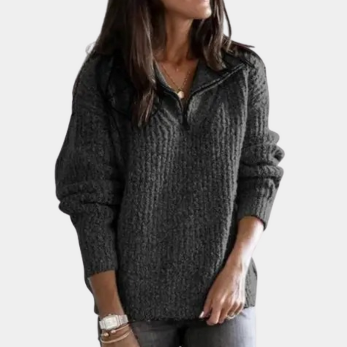 Juliette - Pull Demi-Zip Chic Confort Moderne Femme