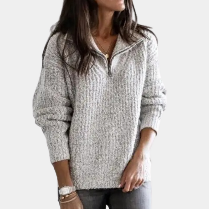 Juliette - Pull Demi-Zip Chic Confort Moderne Femme