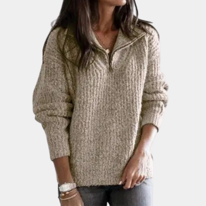 Juliette - Pull Demi-Zip Chic Confort Moderne Femme