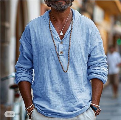 Sergio - Chemise en Lin à Manches Longues pour Homme