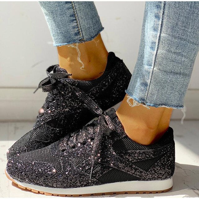 Claudine - Baskets automne à paillettes femme