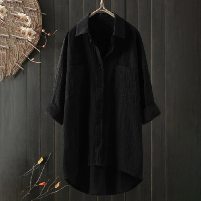 Isabelle - Chemise en Lin Longue Oversized Élégante Femme