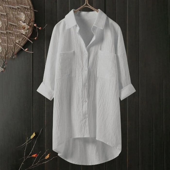 Isabelle - Chemise en Lin Longue Oversized Élégante Femme