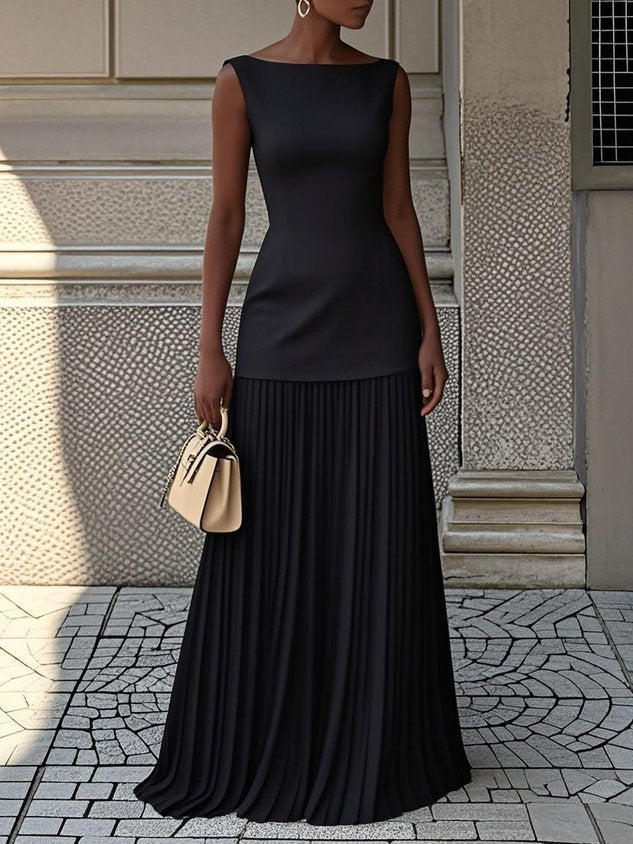Nadia - Robe Longue Femme Élégante Plissée