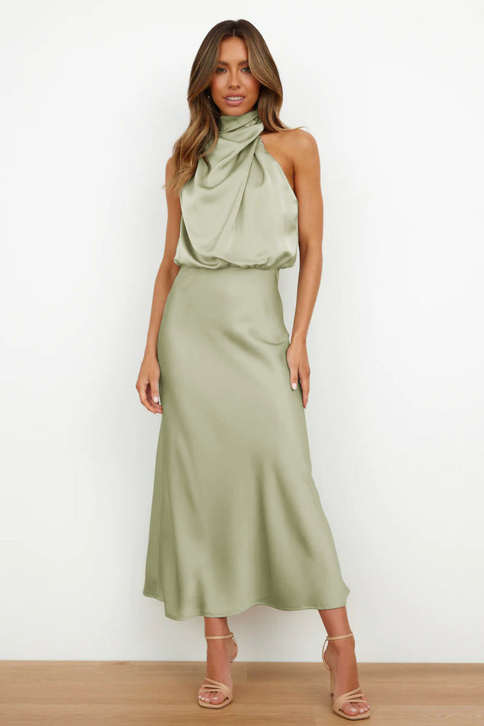 Robe Midi Femme en Satin Dos Nu - Brigitte