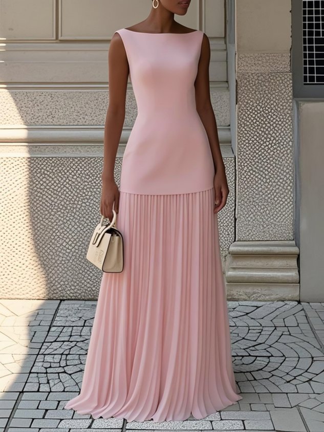 Nadia - Robe Longue Femme Élégante Plissée