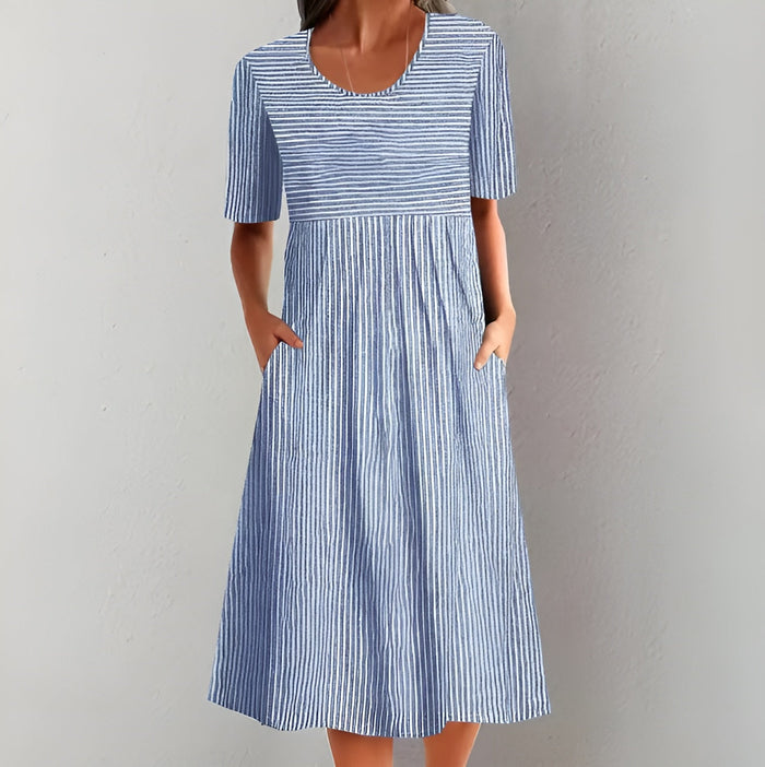 Marine - Robe Midi Rayée Marinière