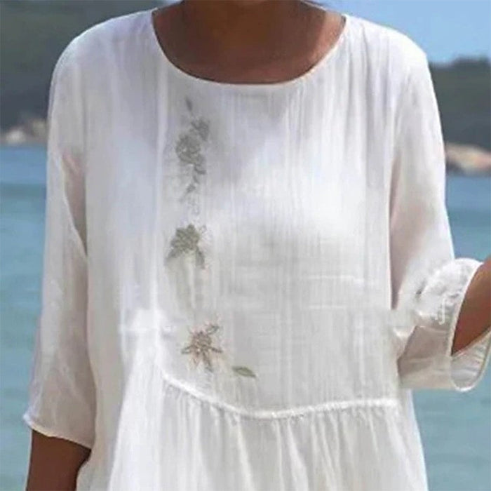 Noémie - Robe D'Été Blanche En Tissu Léger