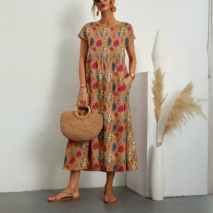 Estelle - Robe Midi Mousseline Fleurie Femme