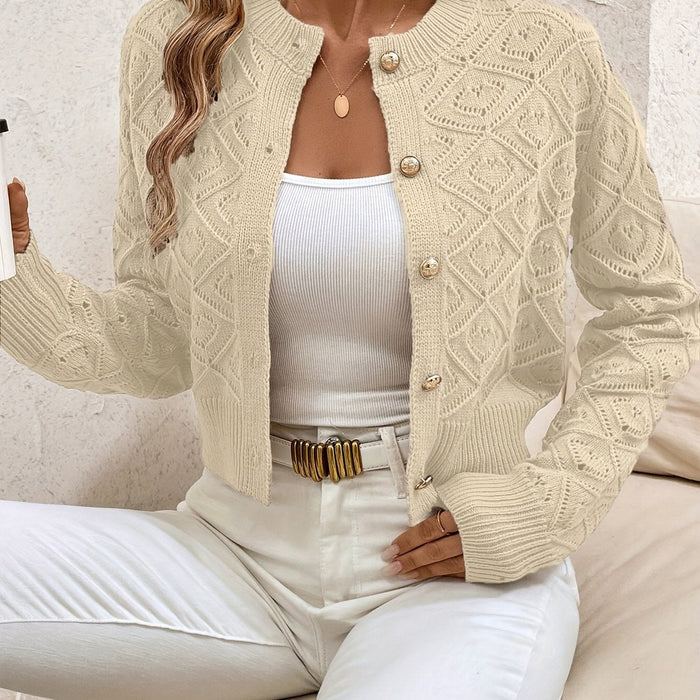 Camille - Cardigan Élégant Boutonné Ajouré