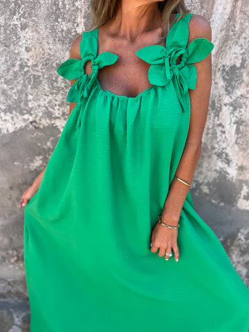 Aurélie - Robe Longue Femme Fluide à Bretelles Fleuries