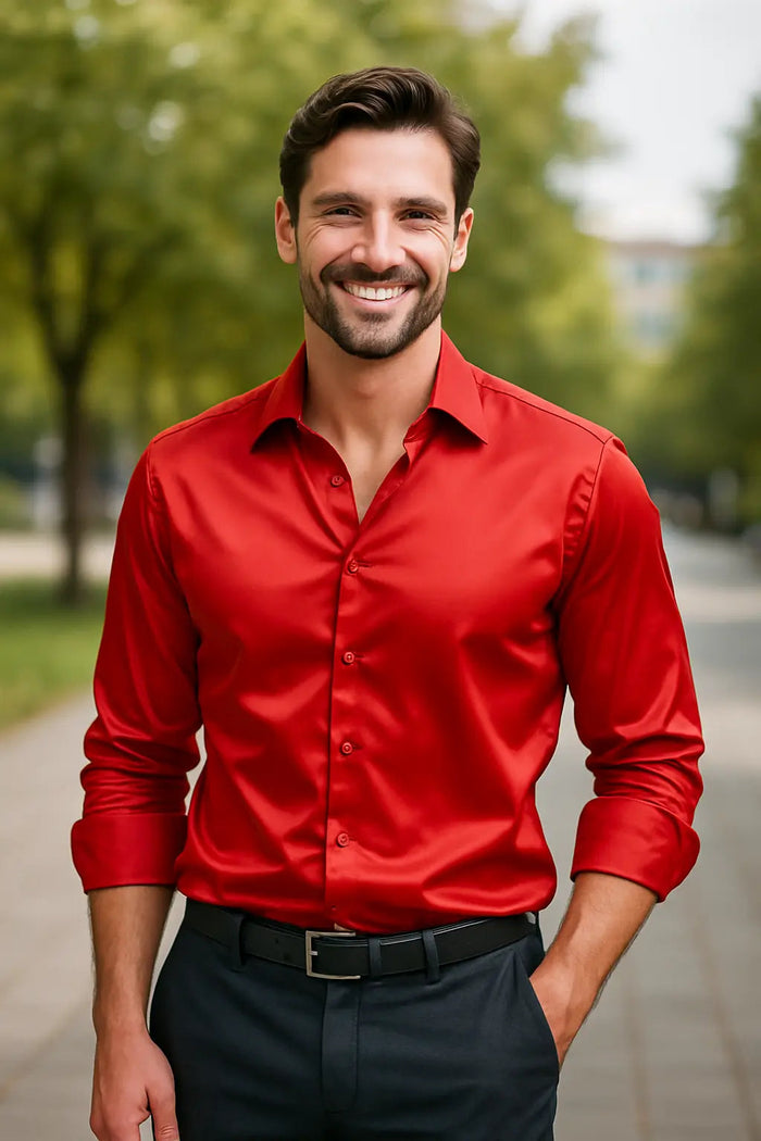 Matteo - Chemise Satinée Élégante Homme