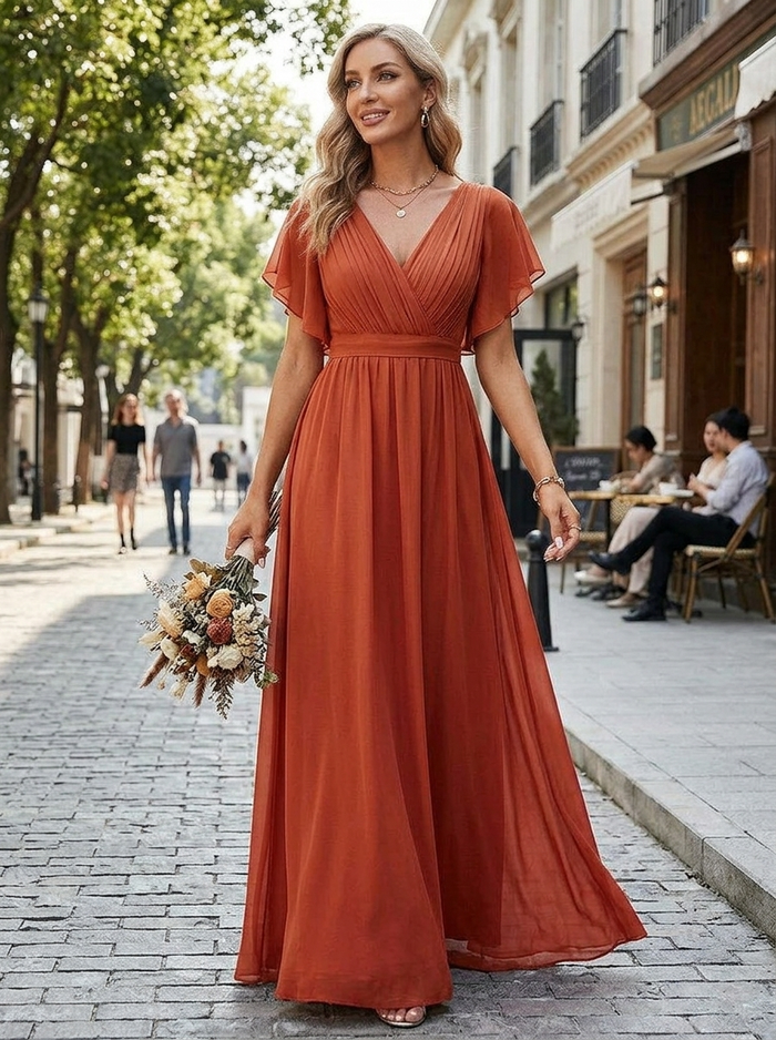 Robe Longue Femme En Mousseline À Volants - Eulalie