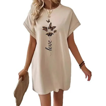 Sandrine - Robe T-Shirt Imprimée Papillon