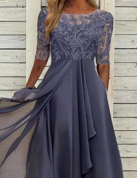 Robe Longue Femme en Dentelle de Cérémonie - Susan