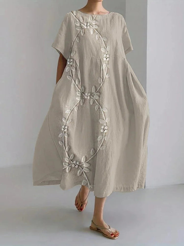 Catherine - Robe en Lin Brodée Légère et Chic