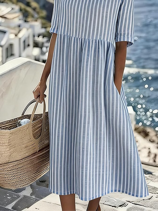 Robe midi femme rayée d'été - Sarah