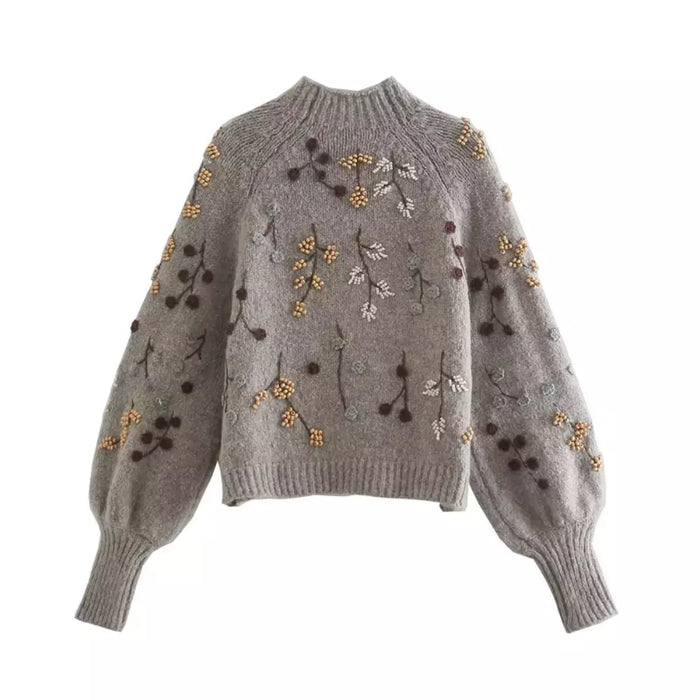 Céline - Pull Féminin Brodé Fleuri