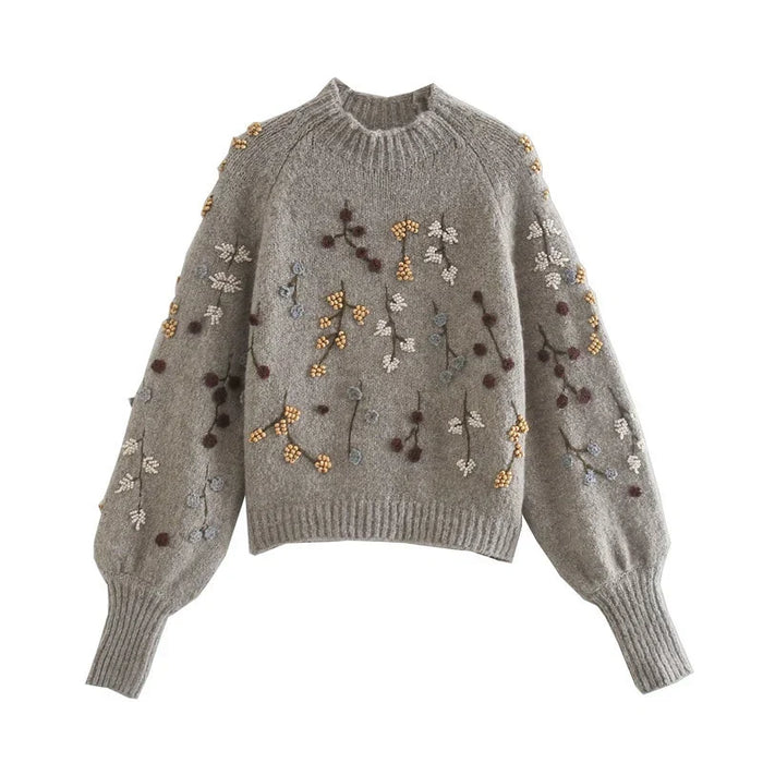 Céline - Pull Féminin Brodé Fleuri