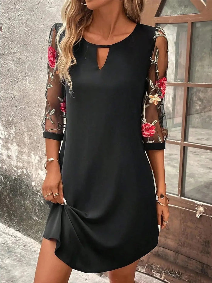 Valérie - Robe Élégante Manches Dentelle