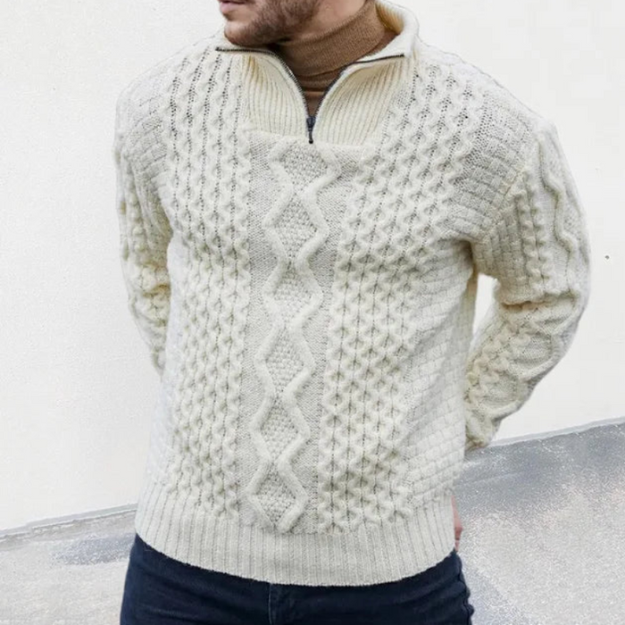 Bastien - Pull Col Roulé Zippé Maille Moderne Homme