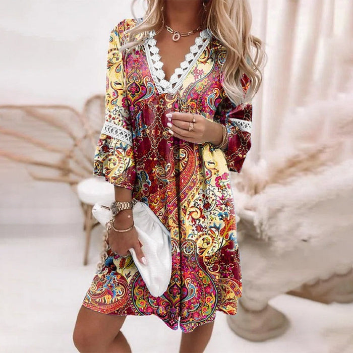 Robe Tunique Femme Bohème en Dentelle - Susan