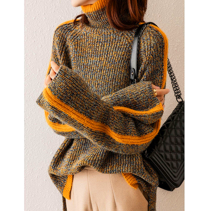 Éléonore - Pull Cachemire Oversize Col Roulé Élégance Femme