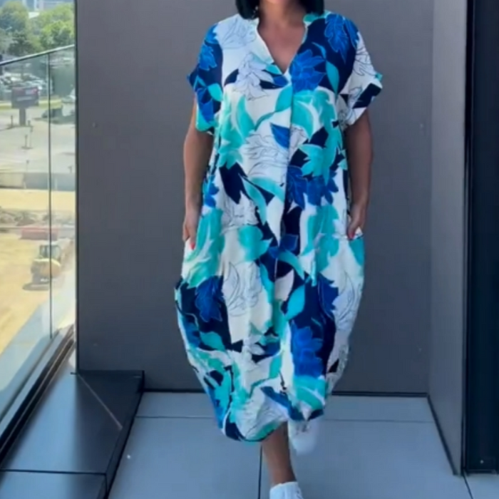 Céline - Robe Caftan Femme Ample Imprimée