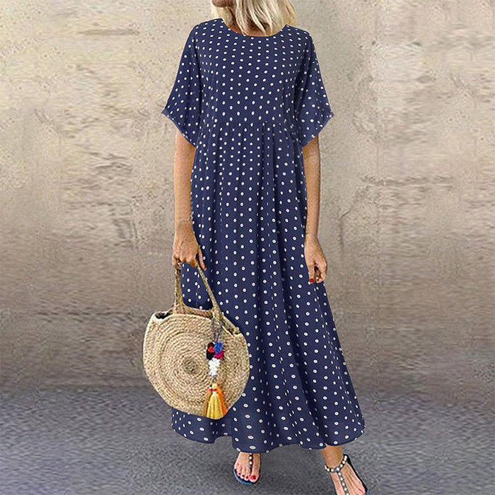 Monique - Robe Longue Femme à Pois Bohème