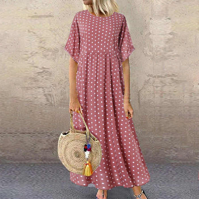 Monique - Robe Longue Femme à Pois Bohème