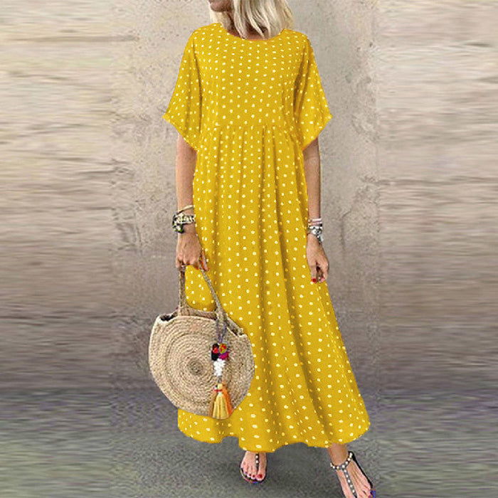 Monique - Robe Longue Femme à Pois Bohème