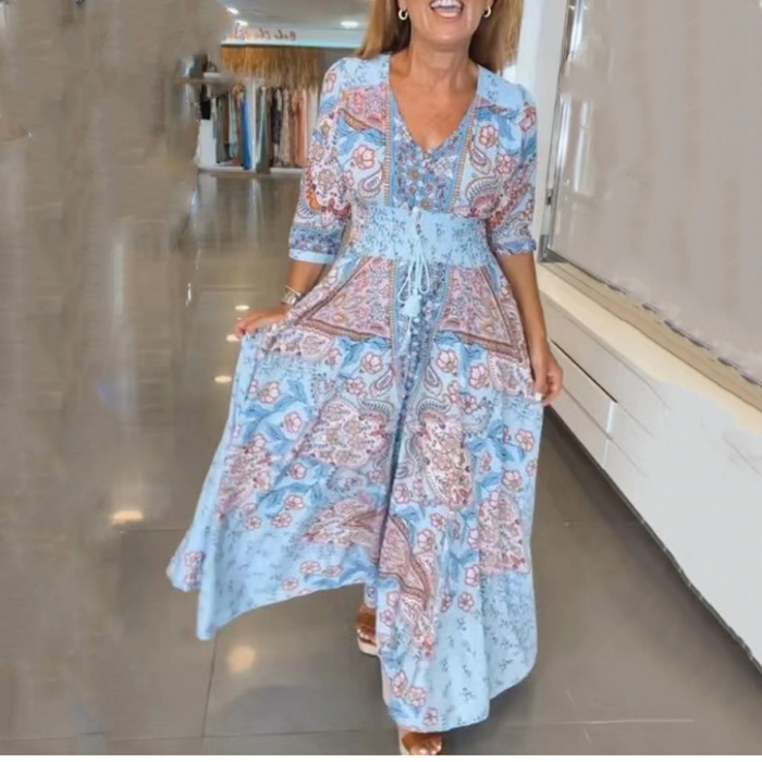 Robe Longue Femme Bohème Fleurie - Diane
