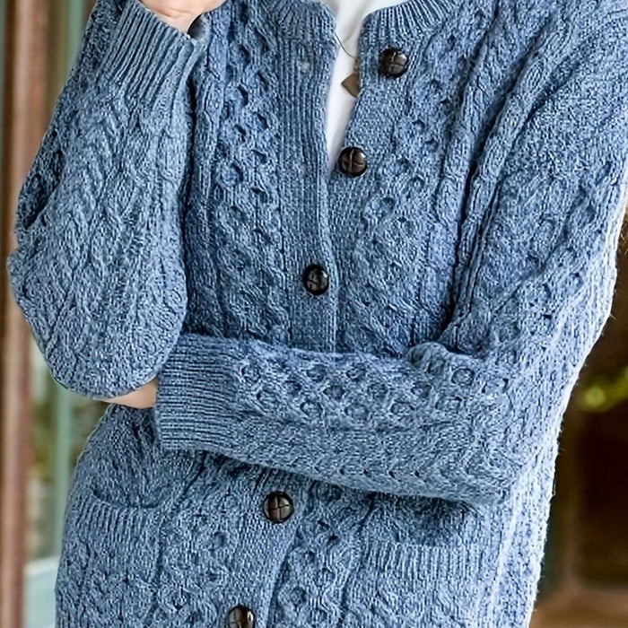Delphine - Cardigan Élégant Torsadé à Poches