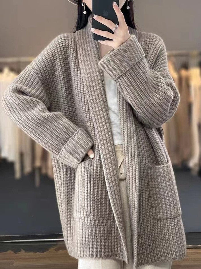 Christine - Cardigan Élégant Oversize Poches