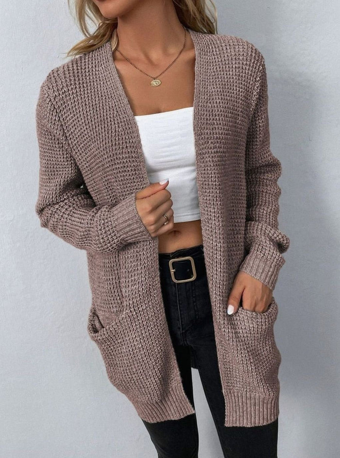Karine - Cardigan Élégant Long à Poches