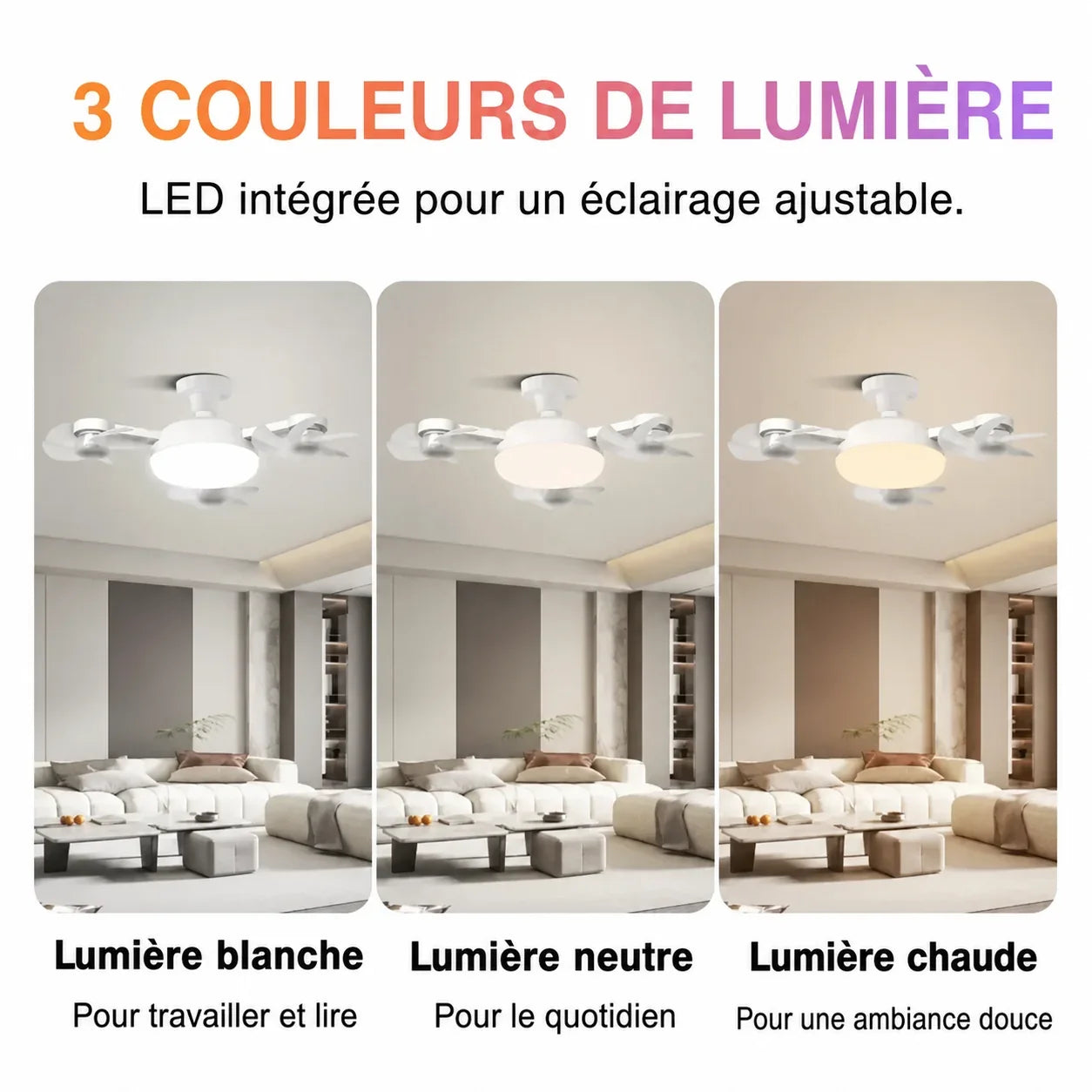 LumiVent E27™ – Ventilateur plafonnier LED avec télécommande