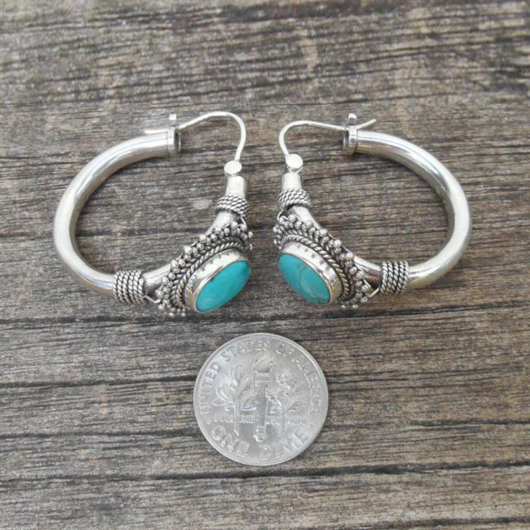 Chic™ | Boucles d'oreilles rétro turquoise — Doumira